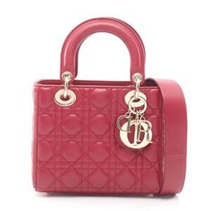Christian Dior LADY MY ABC Christian Dior Cannage Handbag Leather Bag Bordeaux
